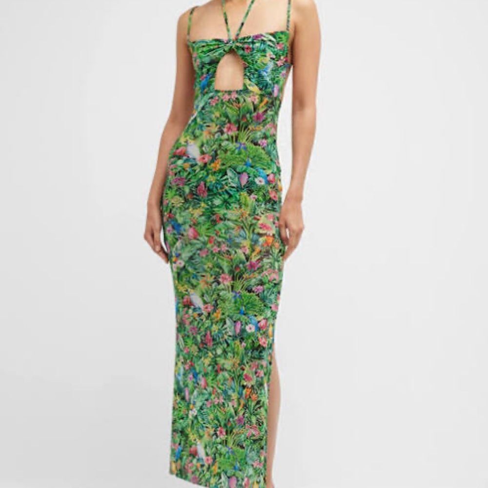 Beautiful Long Green Maxi Dress - Floral Long Dress - Size X Small - NWT